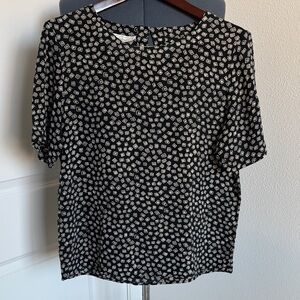 Chic Black and White Patterned Women's Blouse